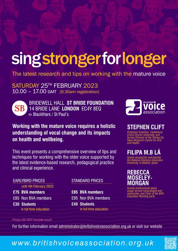 Poster for Sing Stronger for Longer event